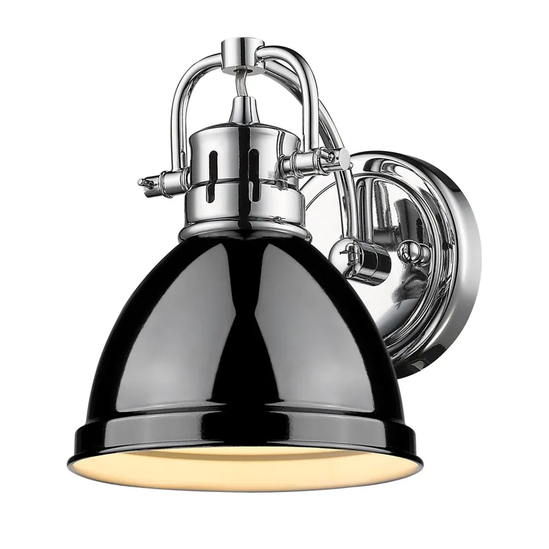 Yep by Golden Lighting Duncan 1-light Vanity in Chrome and Black shade — Golden Lighting LED Wall Lights  