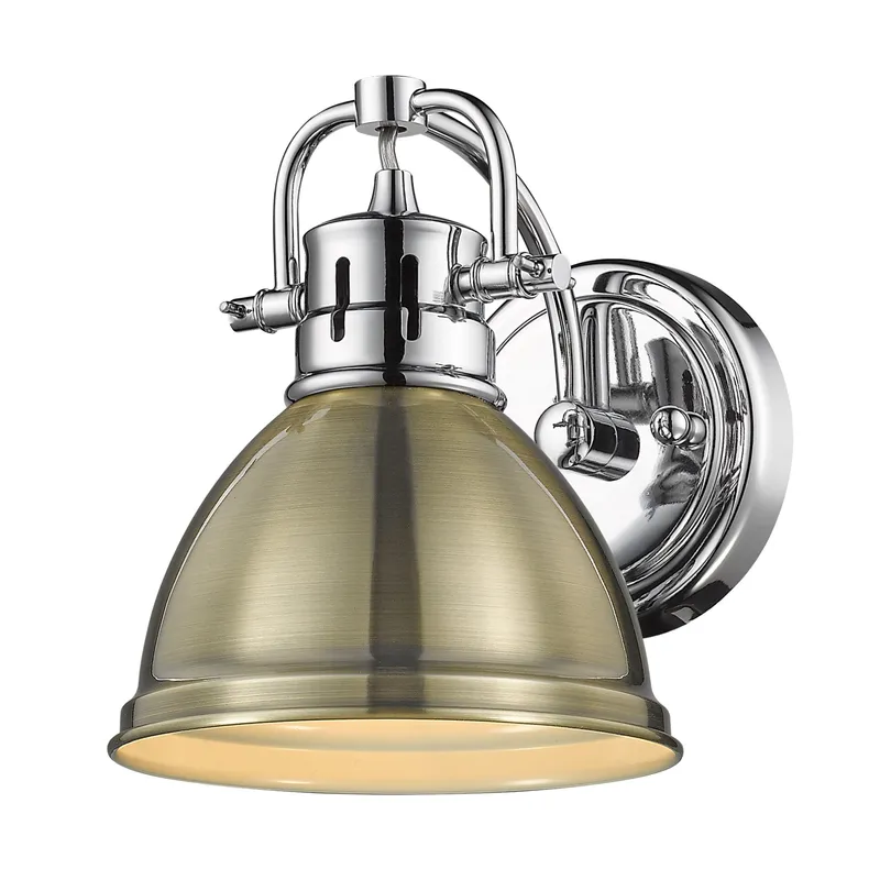 Yep by Golden Lighting Duncan 1-light Vanity in Chrome and Aged Brass shade — Golden Lighting LED Wall Lights  