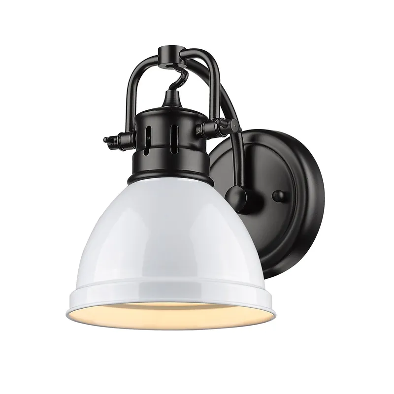 Yep by Golden Lighting Duncan 1-light Vanity in Matte Black and White shade — Golden Lighting LED Wall Lights  