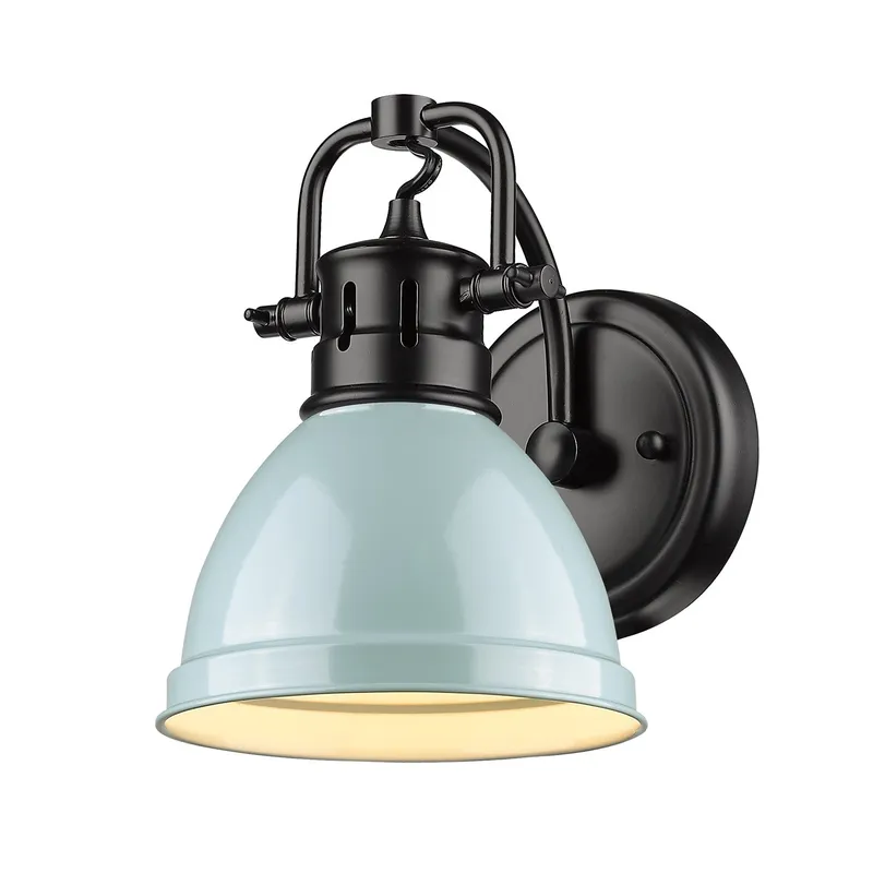 Yep by Golden Lighting Duncan 1-light Vanity in Matte Black and Seafoam shade — Golden Lighting LED Wall Lights  