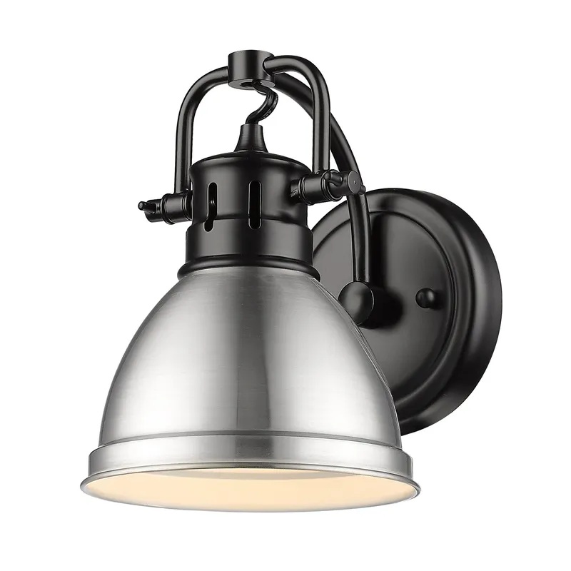 Yep by Golden Lighting Duncan 1-light Vanity in Matte Black and Pewter shade — Golden Lighting LED Wall Lights  