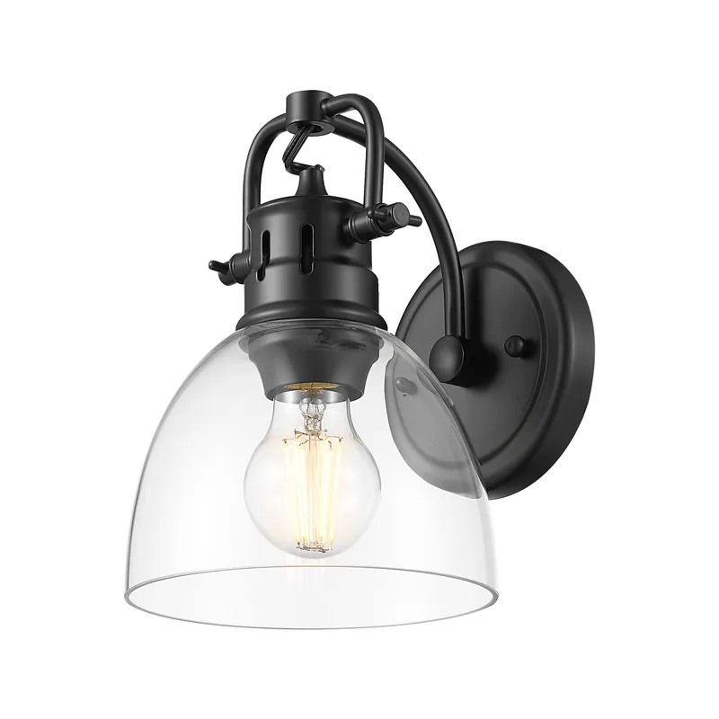 Yep by Golden Lighting Duncan 1-light Vanity in Matte Black and Clear Glass — Golden Lighting LED Wall Lights  