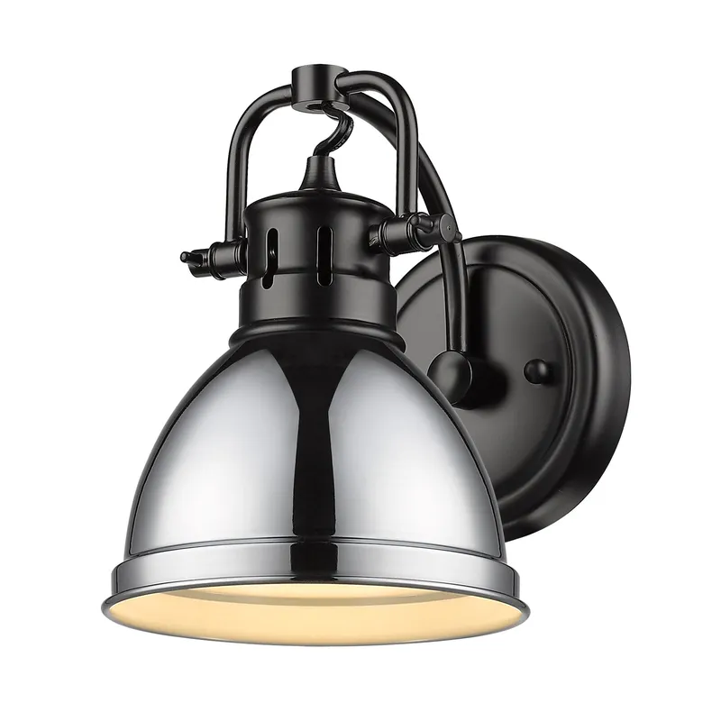 Yep by Golden Lighting Duncan 1-light Vanity in Matte Black and Chrome shade — Golden Lighting LED Wall Lights  
