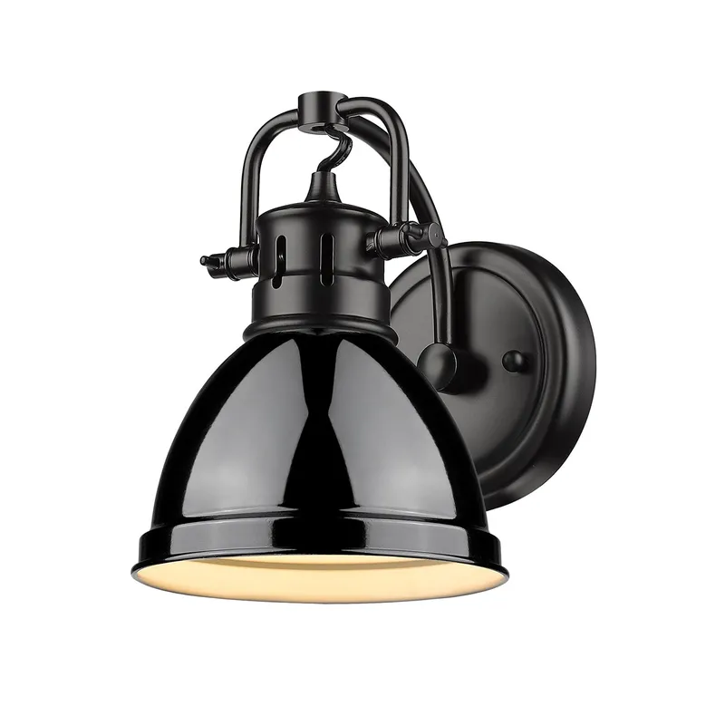 Yep by Golden Lighting Duncan 1-light Vanity in Matte Black and Black shade — Golden Lighting LED Wall Lights 100.0W 