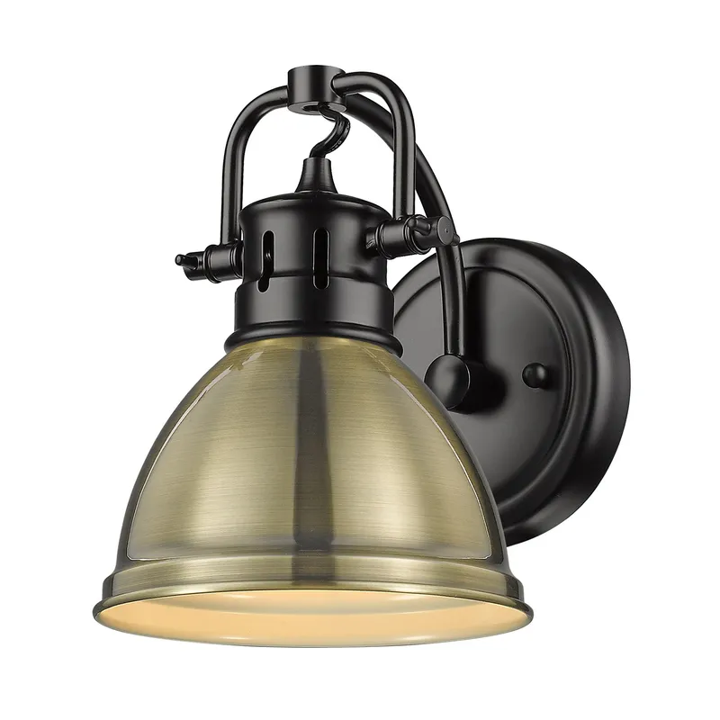 Yep by Golden Lighting Duncan 1-light Vanity in Matte Black and Aged Brass shade — Golden Lighting LED Wall Lights 100.0W 