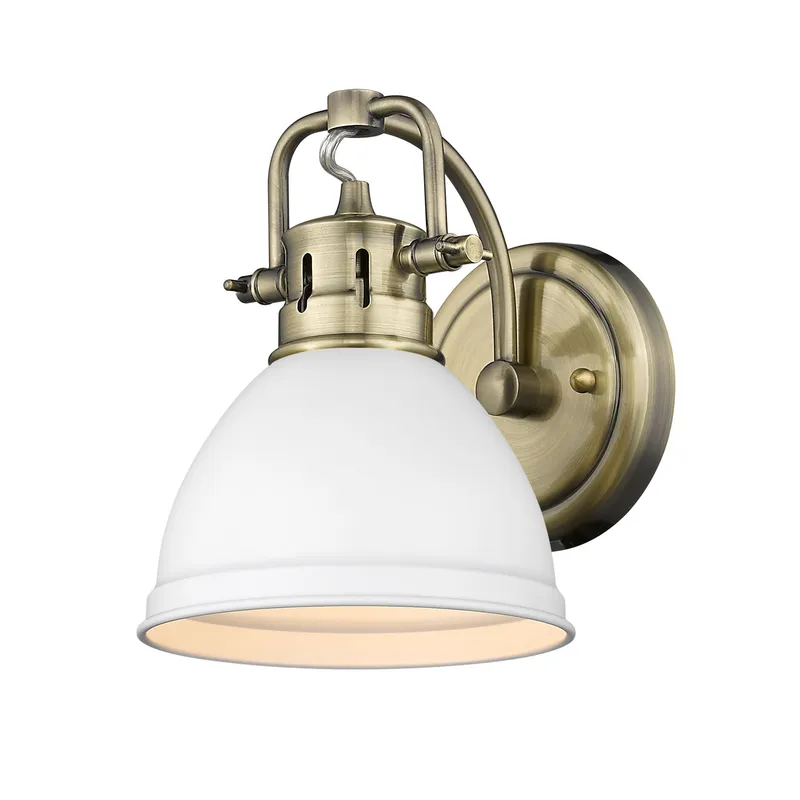 Yep by Golden Lighting Duncan 1-light Vanity in Aged Brass and Matte White shade — Golden Lighting LED Wall Lights  