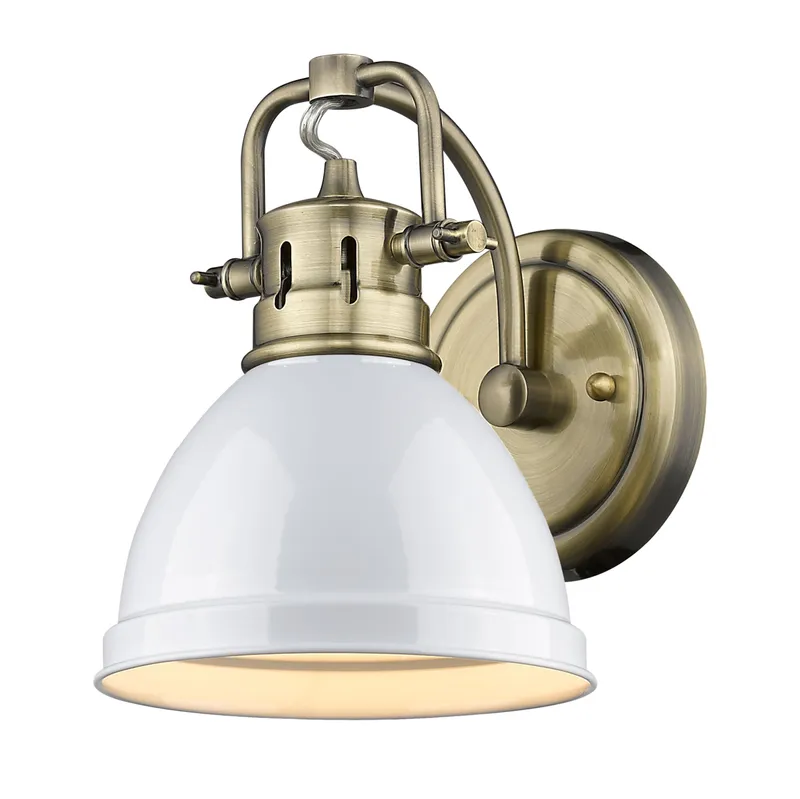 Yep by Golden Lighting Duncan 1-light Vanity in Aged Brass and White shade — Golden Lighting LED Wall Lights  