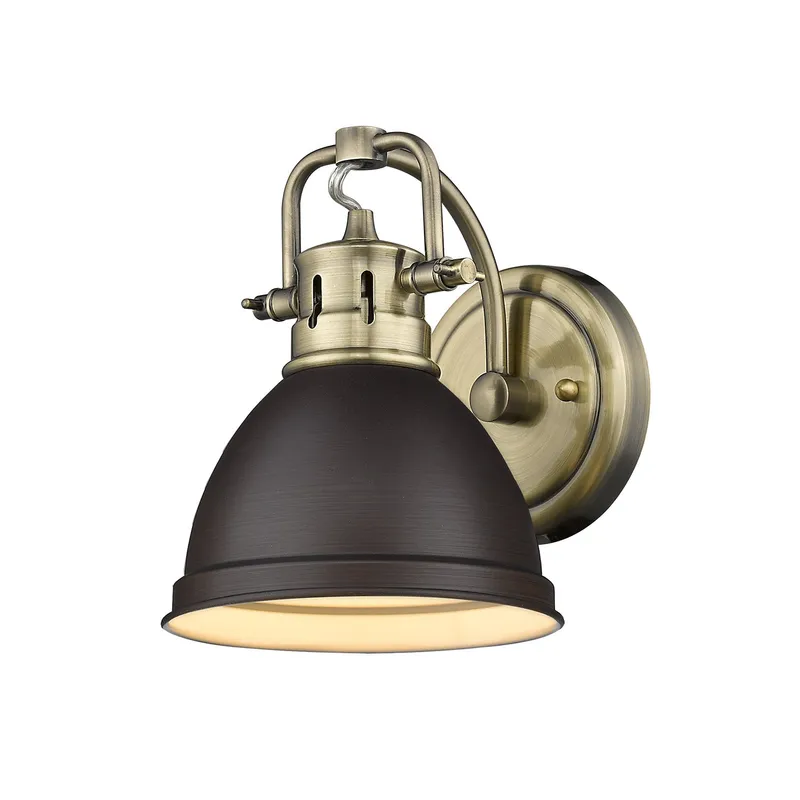 Yep by Golden Lighting Duncan 1-light Vanity in Aged Brass and Rubbed Bronze shade — Golden Lighting LED Wall Lights  