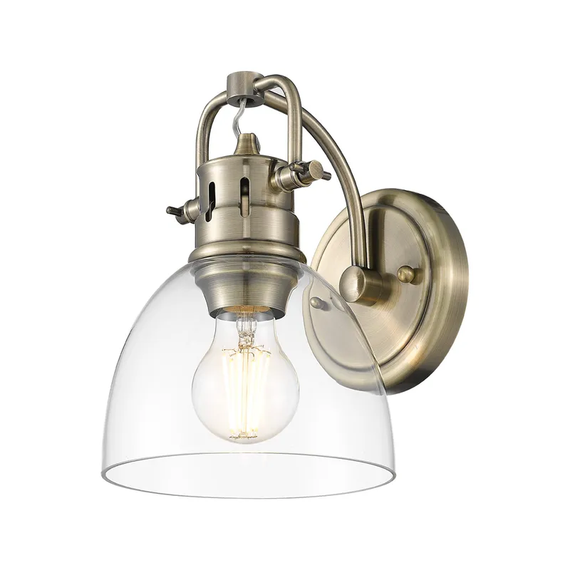 Yep by Golden Lighting Duncan 1-light Vanity in Aged Brass and Clear Glass — Golden Lighting LED Wall Lights  