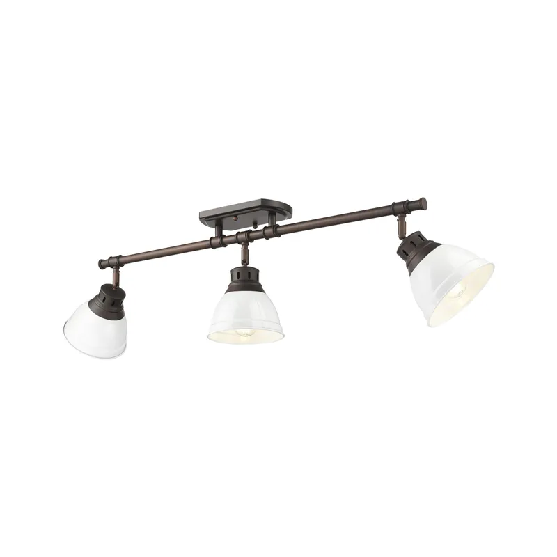 Yep by Golden Lighting Duncan 3-light Semi-Flush Mount in Rubbed Bronze and White shade — Golden Lighting LED Ceiling Lights  