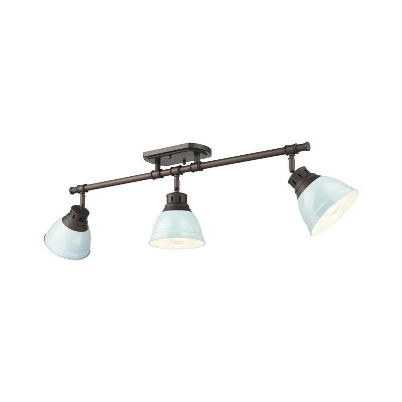 Yep by Golden Lighting Duncan 3-light Semi-Flush Mount in Rubbed Bronze and Seafoam shade — Golden Lighting LED Ceiling Lights  