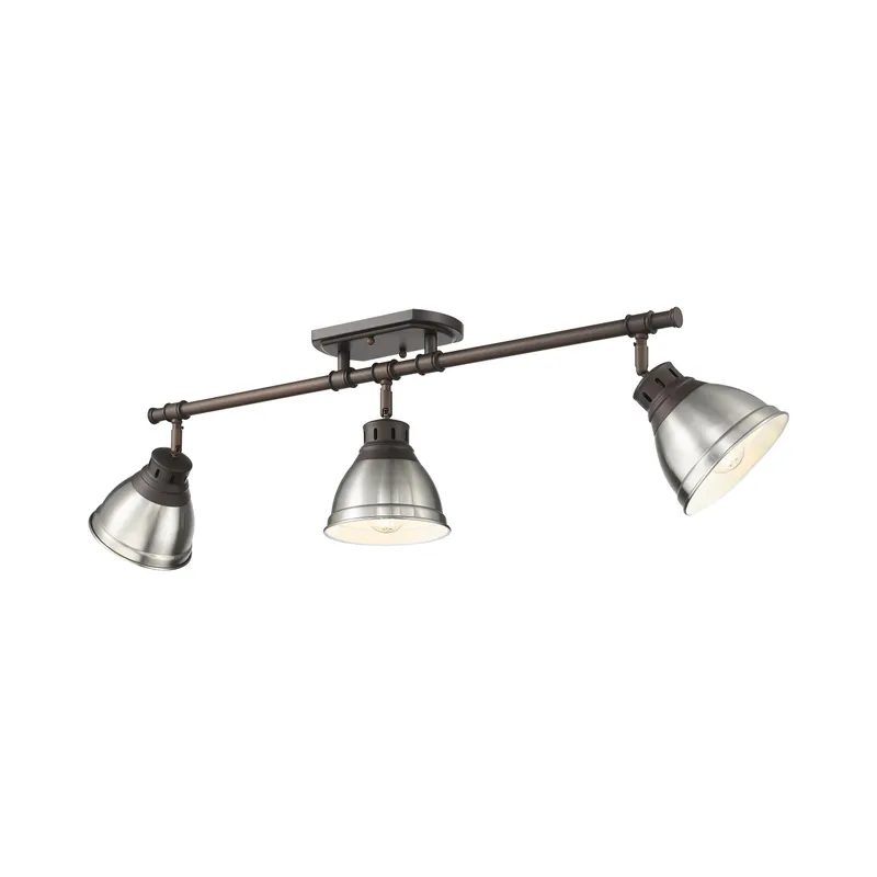 Yep by Golden Lighting Duncan 3-light Semi-Flush Mount in Rubbed Bronze and Pewter shade — Golden Lighting LED Ceiling Lights  