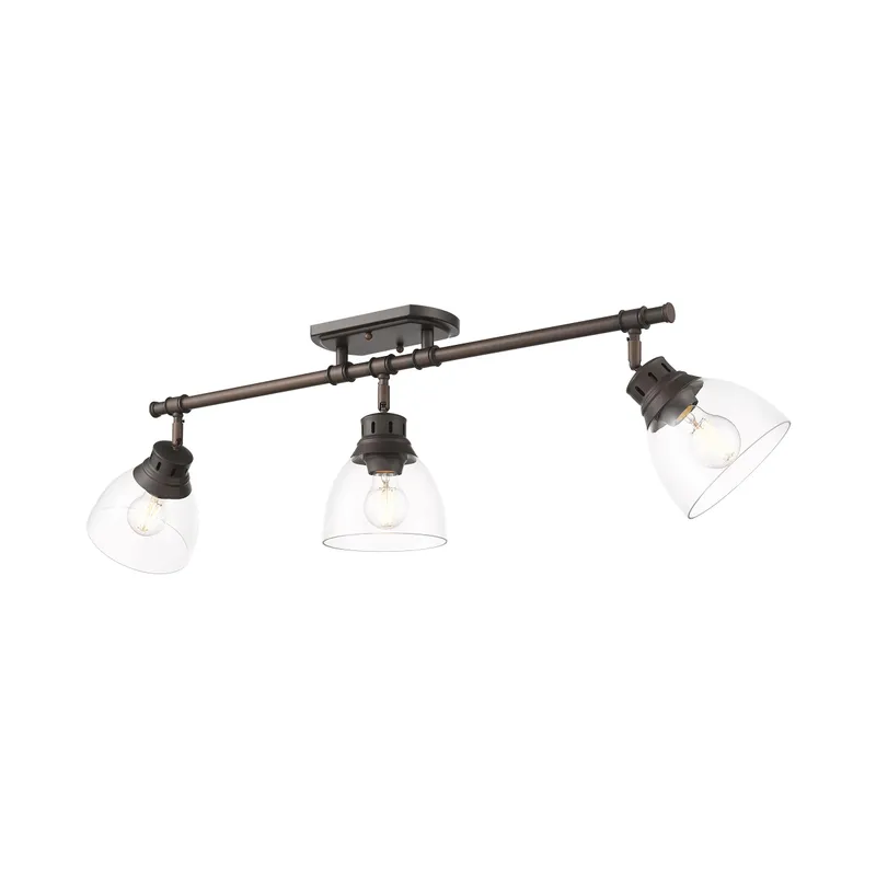 Yep by Golden Lighting Duncan 3-light Semi-Flush Mount in Rubbed Bronze and Clear Glass — Golden Lighting LED Ceiling Lights 100.0W 