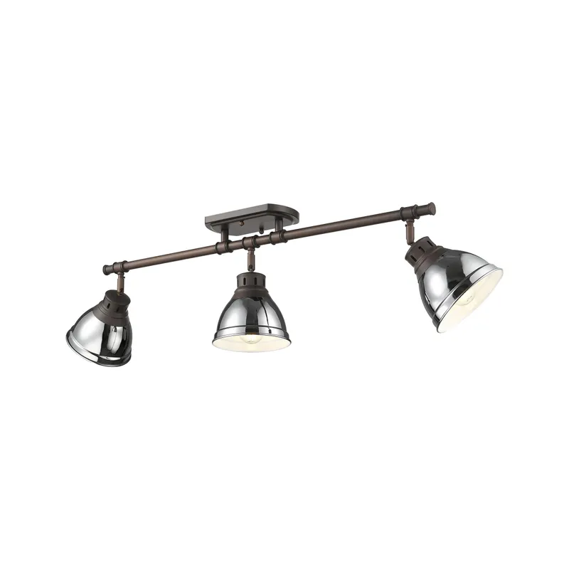 Yep by Golden Lighting Duncan 3-light Semi-Flush Mount in Rubbed Bronze and Chrome shade — Golden Lighting LED Ceiling Lights 100.0W 