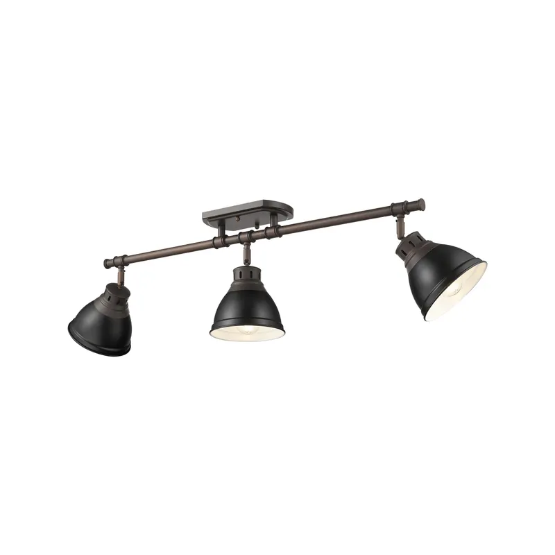 Yep by Golden Lighting Duncan 3-light Semi-Flush Mount in Rubbed Bronze and Matte Black shade — Golden Lighting LED Ceiling Lights 100.0W 