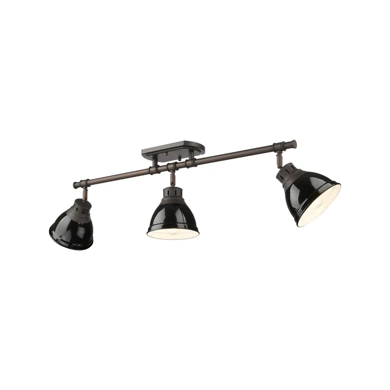 Yep by Golden Lighting Duncan 3-light Semi-Flush Mount in Rubbed Bronze and Black shade — Golden Lighting LED Ceiling Lights  
