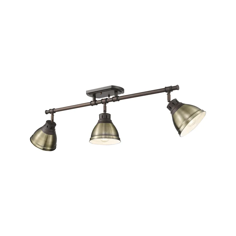 Yep by Golden Lighting Duncan 3-light Semi-Flush Mount in Rubbed Bronze and Aged Brass shade — Golden Lighting LED Ceiling Lights  