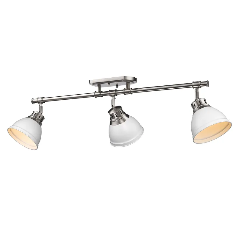 Yep by Golden Lighting Duncan 3-light Semi-Flush Mount in Pewter and Matte White shade — Golden Lighting LED Ceiling Lights  