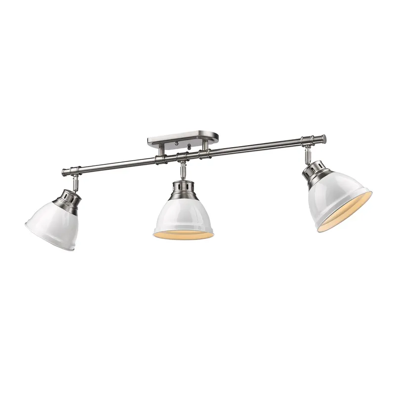 Yep by Golden Lighting Duncan 3-light Semi-Flush Mount in Pewter and White shade — Golden Lighting LED Ceiling Lights  