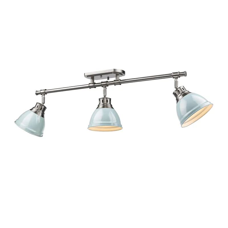 Yep by Golden Lighting Duncan 3-light Semi-Flush Mount in Pewter and Seafoam shade — Golden Lighting LED Ceiling Lights  