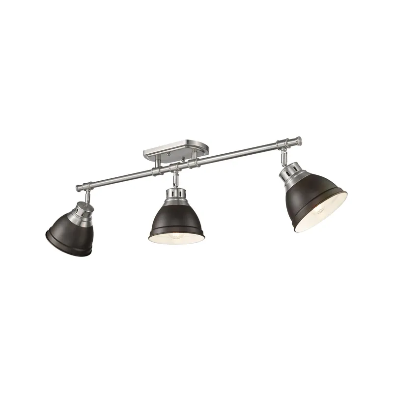 Yep by Golden Lighting Duncan 3-light Semi-Flush Mount in Pewter and Rubbed Bronze shade — Golden Lighting LED Ceiling Lights  