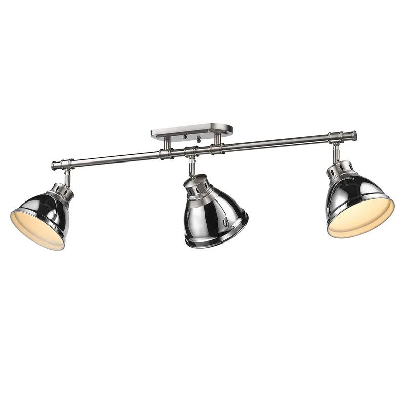 Yep by Golden Lighting Duncan 3-light Semi-Flush Mount in Pewter and Chrome shade — Golden Lighting LED Ceiling Lights  