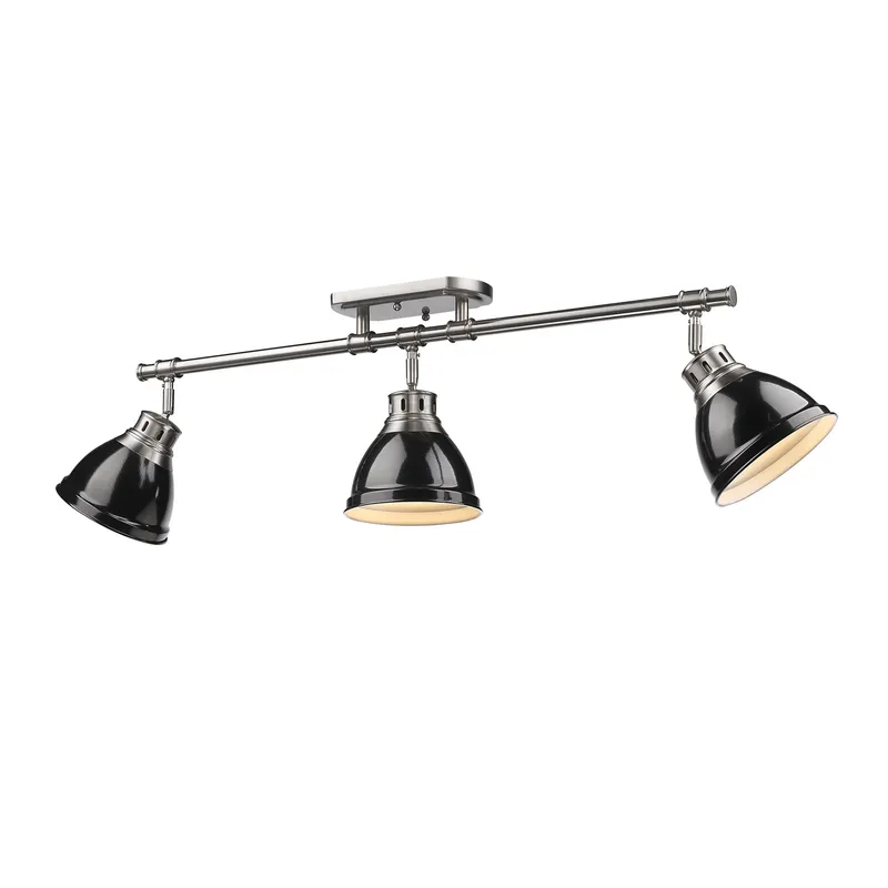 Yep by Golden Lighting Duncan 3-light Semi-Flush Mount in Pewter and Black shade — Golden Lighting LED Ceiling Lights  