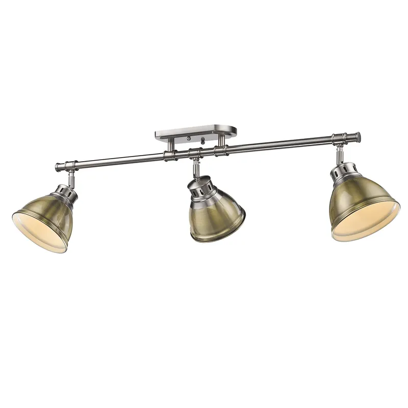 Yep by Golden Lighting Duncan 3-light Semi-Flush Mount in Pewter and Aged Brass shade — Golden Lighting LED Ceiling Lights  