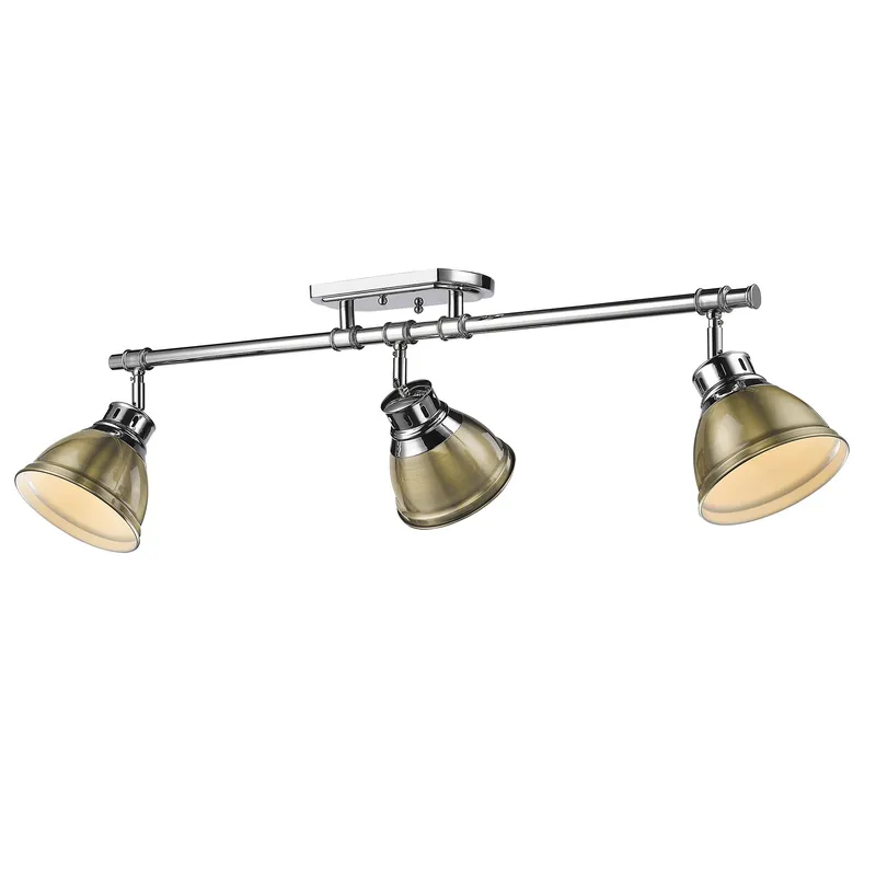 Yep by Golden Lighting Duncan 3-light Semi-Flush Mount in Chrome and Aged Brass shade — Golden Lighting LED Ceiling Lights  