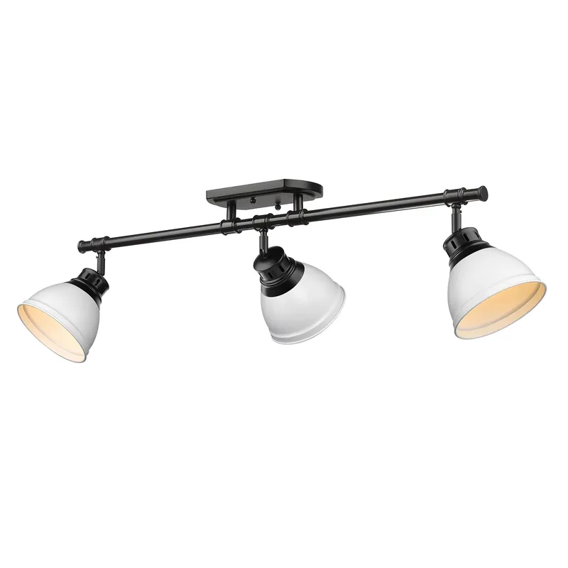 Yep by Golden Lighting Duncan 3-light Semi-Flush Mount in Matte Black and Matte White shade — Golden Lighting LED Ceiling Lights 100.0W 