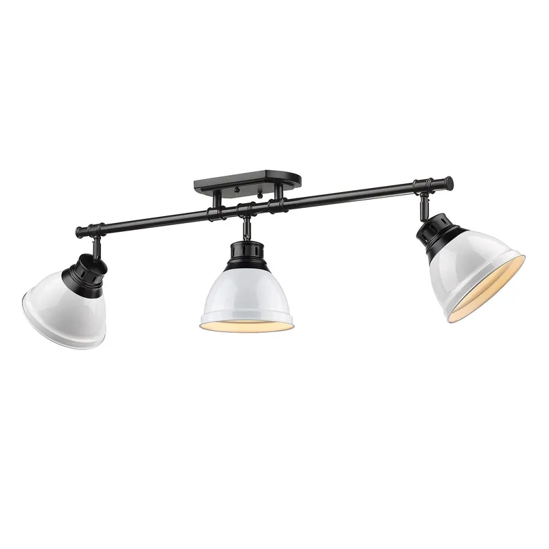 Yep by Golden Lighting Duncan 3-light Semi-Flush Mount in Matte Black and White shade — Golden Lighting LED Pendant Lights 100.0W 