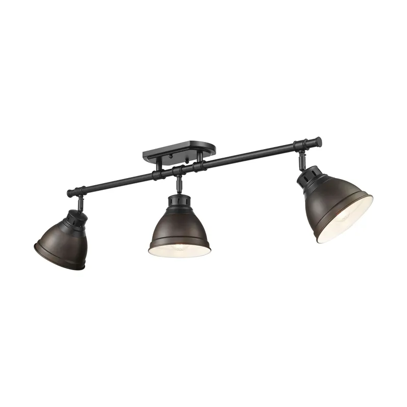 Yep by Golden Lighting Duncan 3-light Semi-Flush Mount in Matte Black and Rubbed Bronze shade — Golden Lighting LED Ceiling Lights 100.0W 