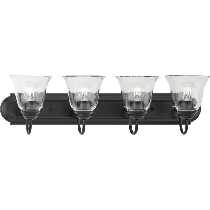 Four-Light Bath Vanity Light with Clear Glass for Bathroom — Progress Lighting LED Wall Lights  