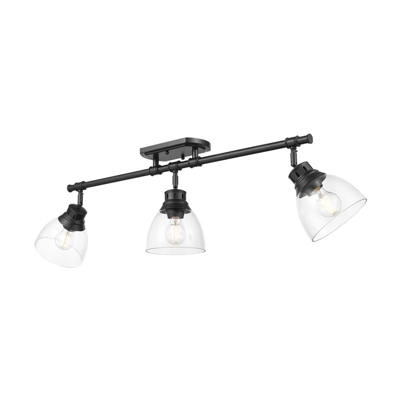 Yep by Golden Lighting Duncan 3-light Semi-Flush Mount in Matte Black and Clear Glass — Golden Lighting LED Pendant Lights 100.0W 