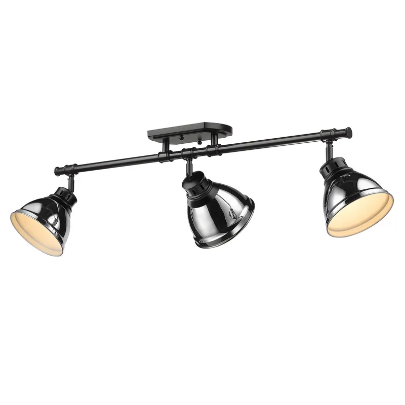 Yep by Golden Lighting Duncan 3-light Semi-Flush Mount in Matte Black and Chrome shade — Golden Lighting LED Ceiling Lights  