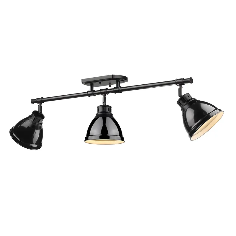 Yep by Golden Lighting Duncan 3-light Semi-Flush Mount in Matte Black and Black shade — Golden Lighting LED Ceiling Lights  