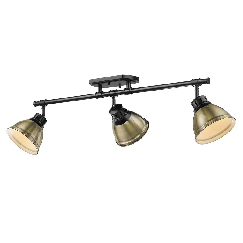 Yep by Golden Lighting Duncan 3-light Semi-Flush Mount in Matte Black and Aged Brass shade — Golden Lighting LED Ceiling Lights  