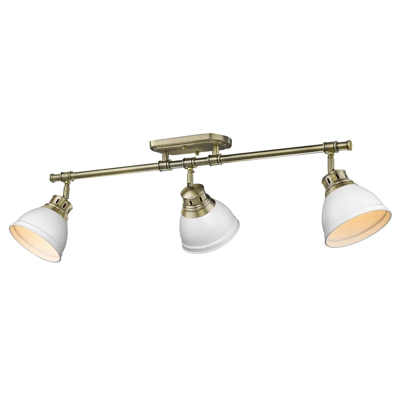Yep by Golden Lighting Duncan 3-light Semi-Flush Mount in Aged Brass and Matte White shade — Golden Lighting LED Ceiling Lights  