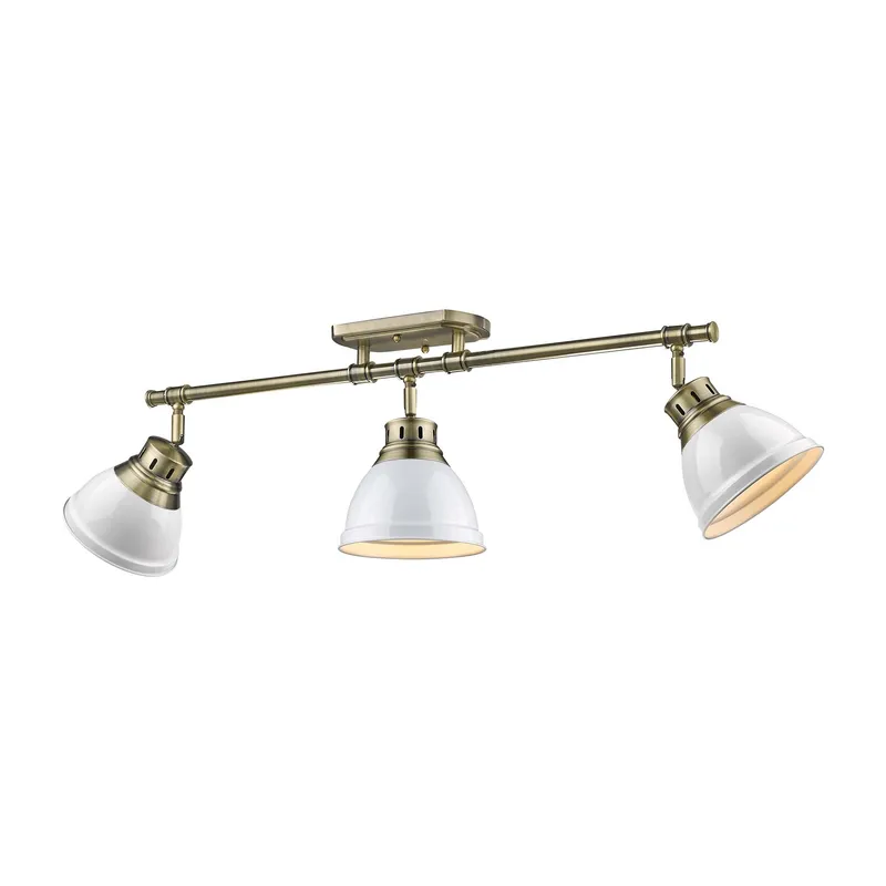 Yep by Golden Lighting Duncan 3-light Semi-Flush Mount in Aged Brass and White shade — Golden Lighting LED Ceiling Lights  