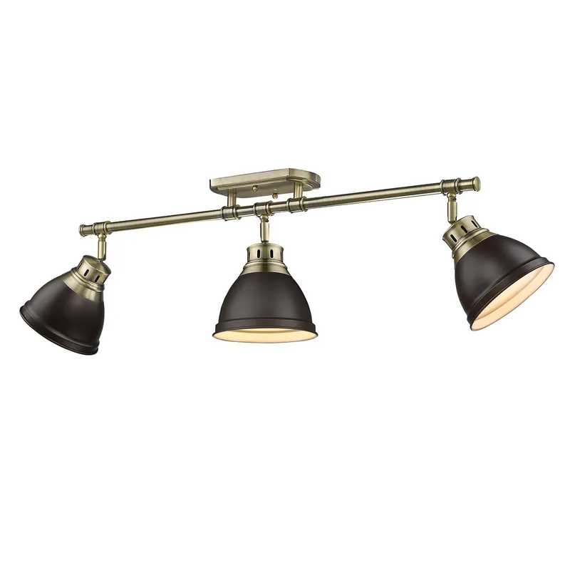 Yep by Golden Lighting Duncan 3-light Semi-Flush Mount in Aged Brass and Rubbed Bronze shade — Golden Lighting LED Ceiling Lights 100.0W 