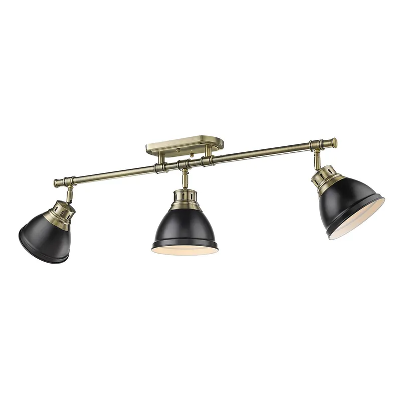 Yep by Golden Lighting Duncan 3-light Semi-Flush Mount in Aged Brass and Matte Black shade — Golden Lighting LED Ceiling Lights  