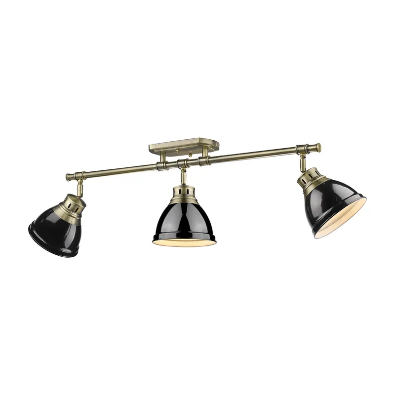 Yep by Golden Lighting Duncan 3-light Semi-Flush Mount in Aged Brass and Black shade — Golden Lighting LED Ceiling Lights  