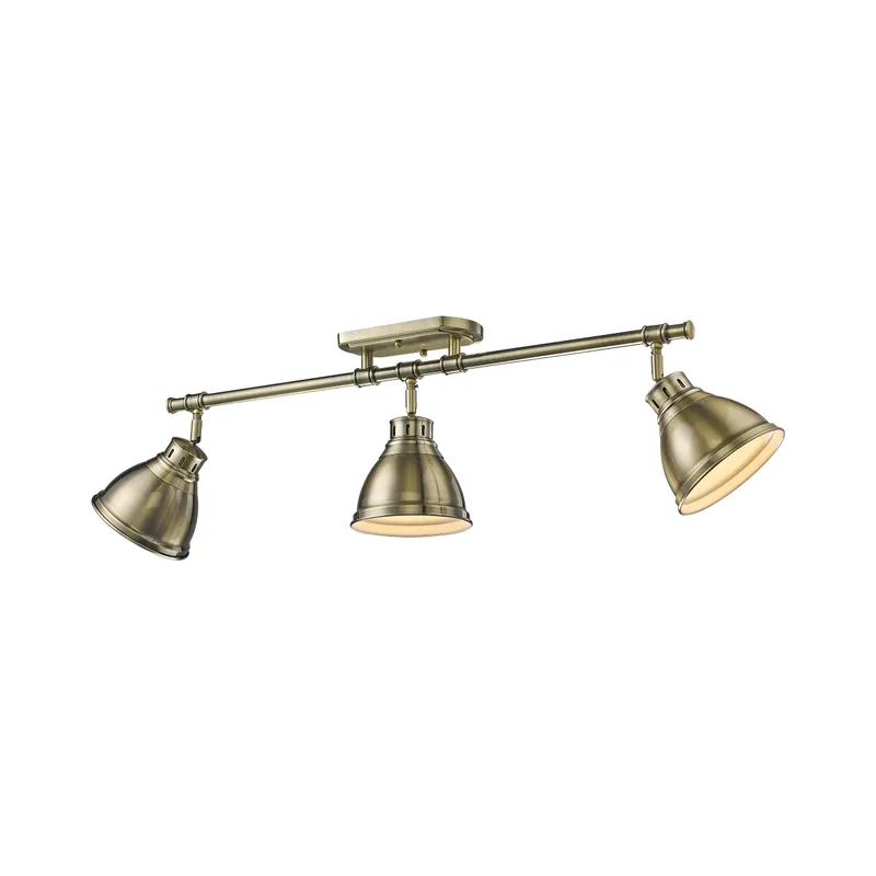 Yep by Golden Lighting Duncan 3-light Semi-Flush Mount in Aged Brass — Golden Lighting LED Ceiling Lights  