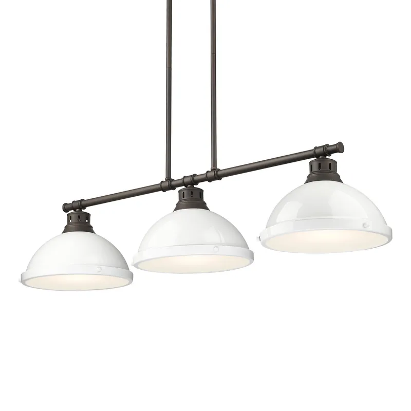 Yep by Golden Lighting Duncan 3-light Island Light in Rubbed Bronze and White shade — Golden Lighting LED Ceiling Lights  