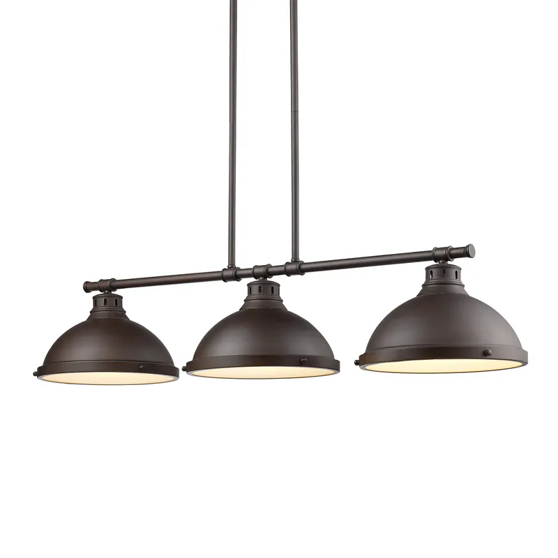 Duncan 3-light Island Light in Rubbed Bronze — Golden Lighting LED Pendant Lights  