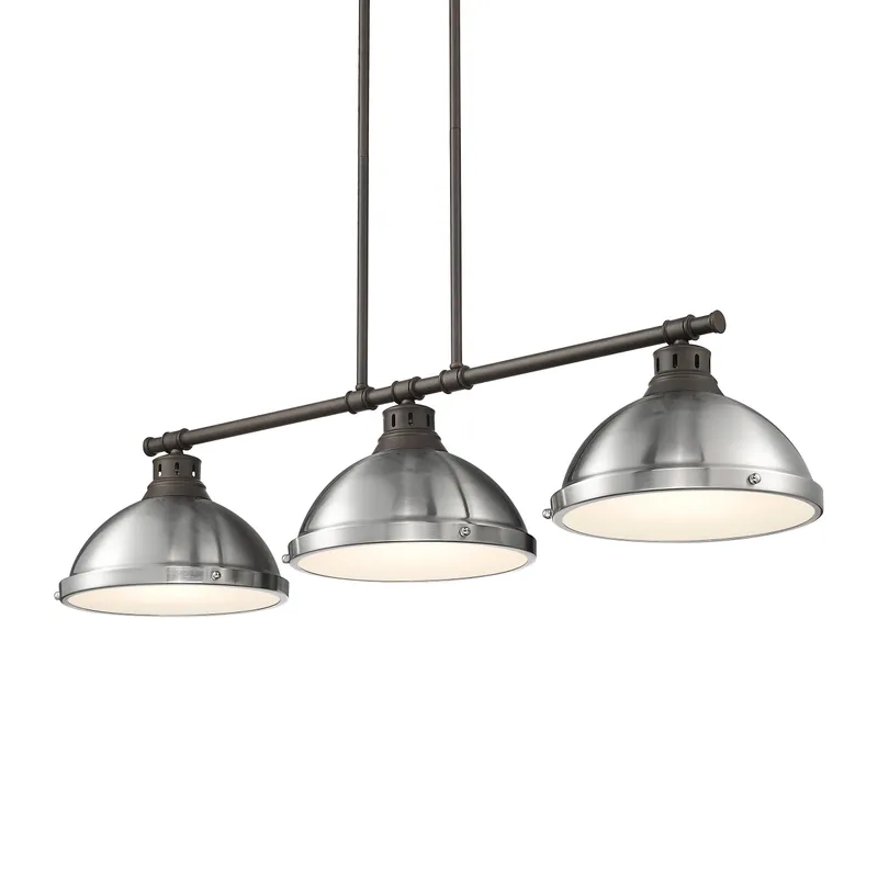 Yep by Golden Lighting Duncan 3-light Island Light in Rubbed Bronze and Pewter shade — Golden Lighting LED Pendant Lights  