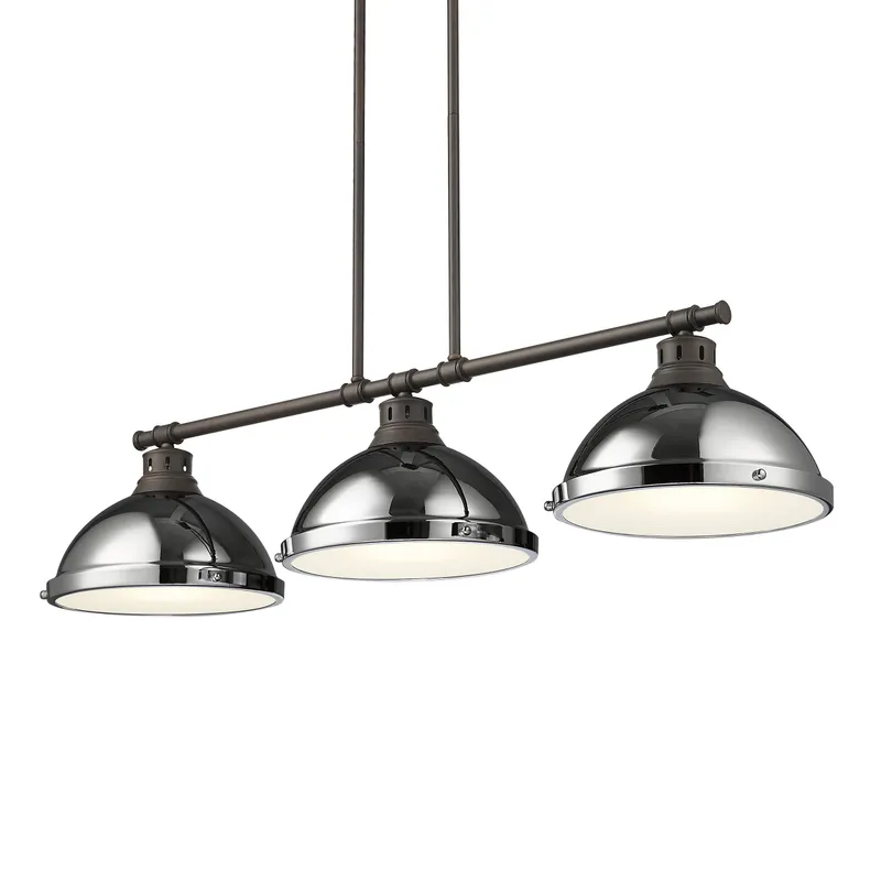 Yep by Golden Lighting Duncan 3-light Island Light in Rubbed Bronze and Chrome shade — Golden Lighting LED Pendant Lights 100.0W 