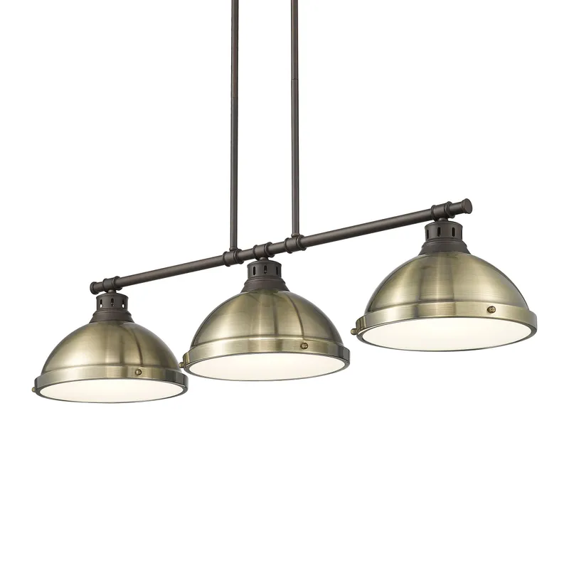 Yep by Golden Lighting Duncan 3-light Island Light in Rubbed Bronze and Aged Brass shade — Golden Lighting LED Pendant Lights  