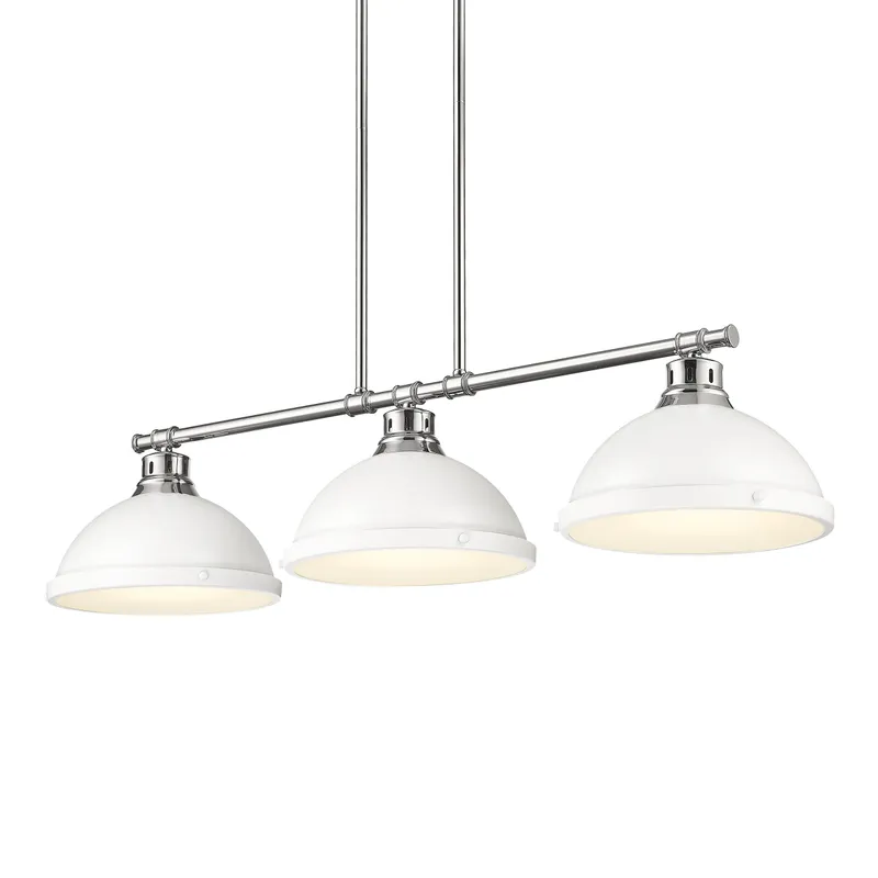 Yep by Golden Lighting Duncan 3-light Island Light in Pewter and Matte White shade — Golden Lighting LED Pendant Lights  