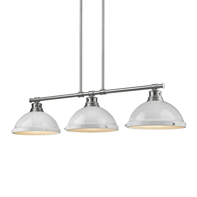 Yep by Golden Lighting Duncan 3-light Island Light in Pewter and White shade — Golden Lighting LED Pendant Lights  